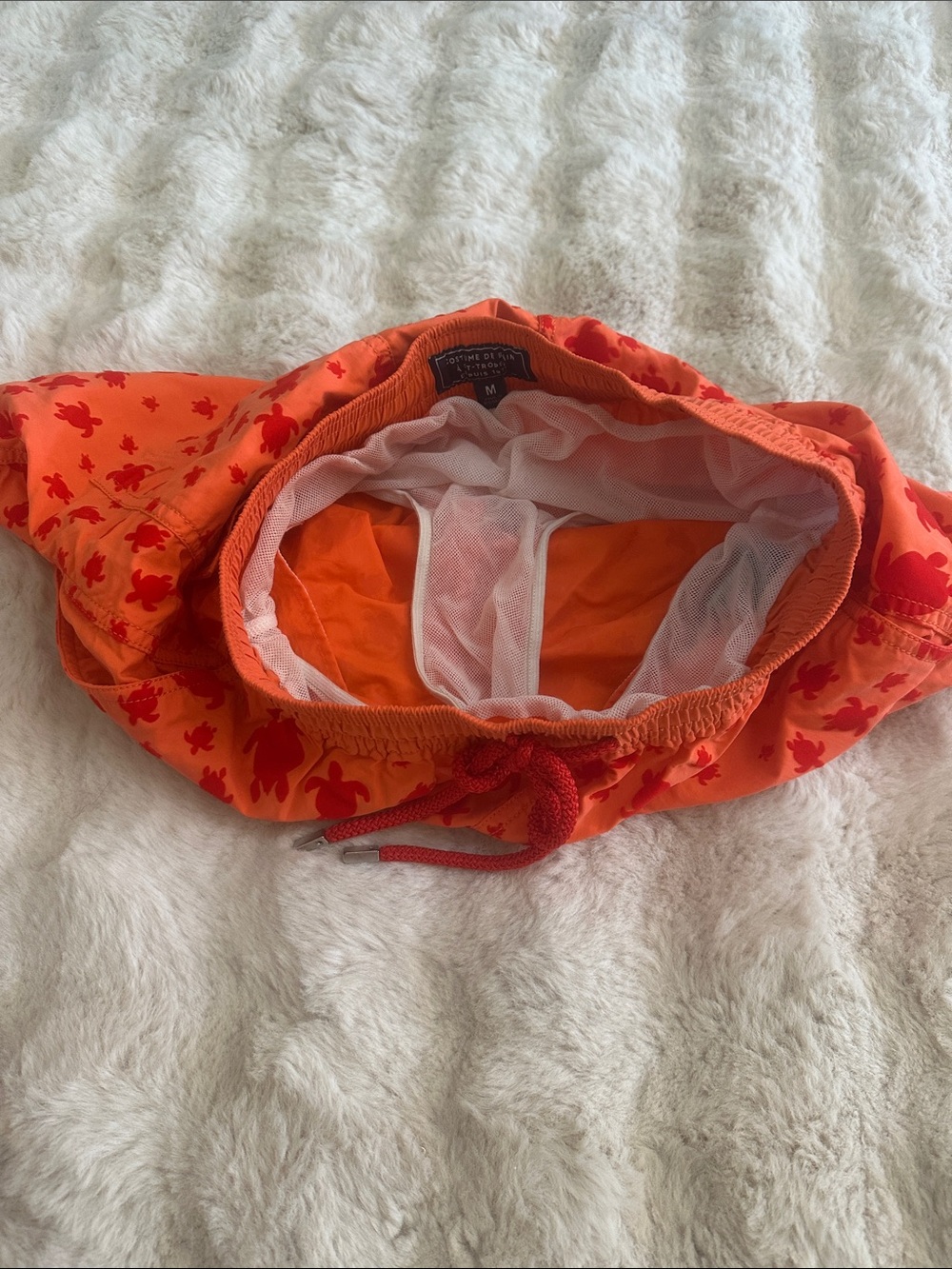 Vilebrequin turtle Mid-Length Logo-Flocked Swim Shorts Orange - Picture 7 of 7